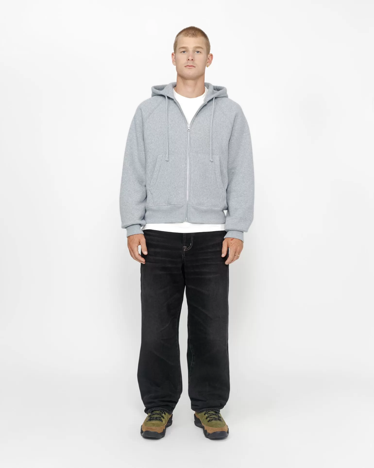 Cheap Stüssy RAGLAN ZIP HOODIE Grey Heather