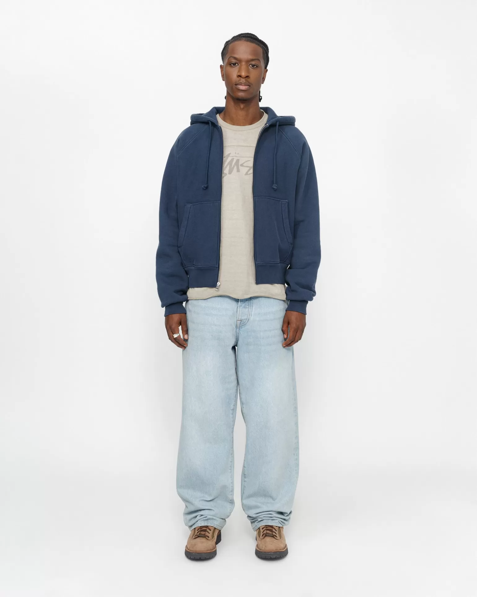 Shop Stüssy RAGLAN ZIP HOODIE Navy