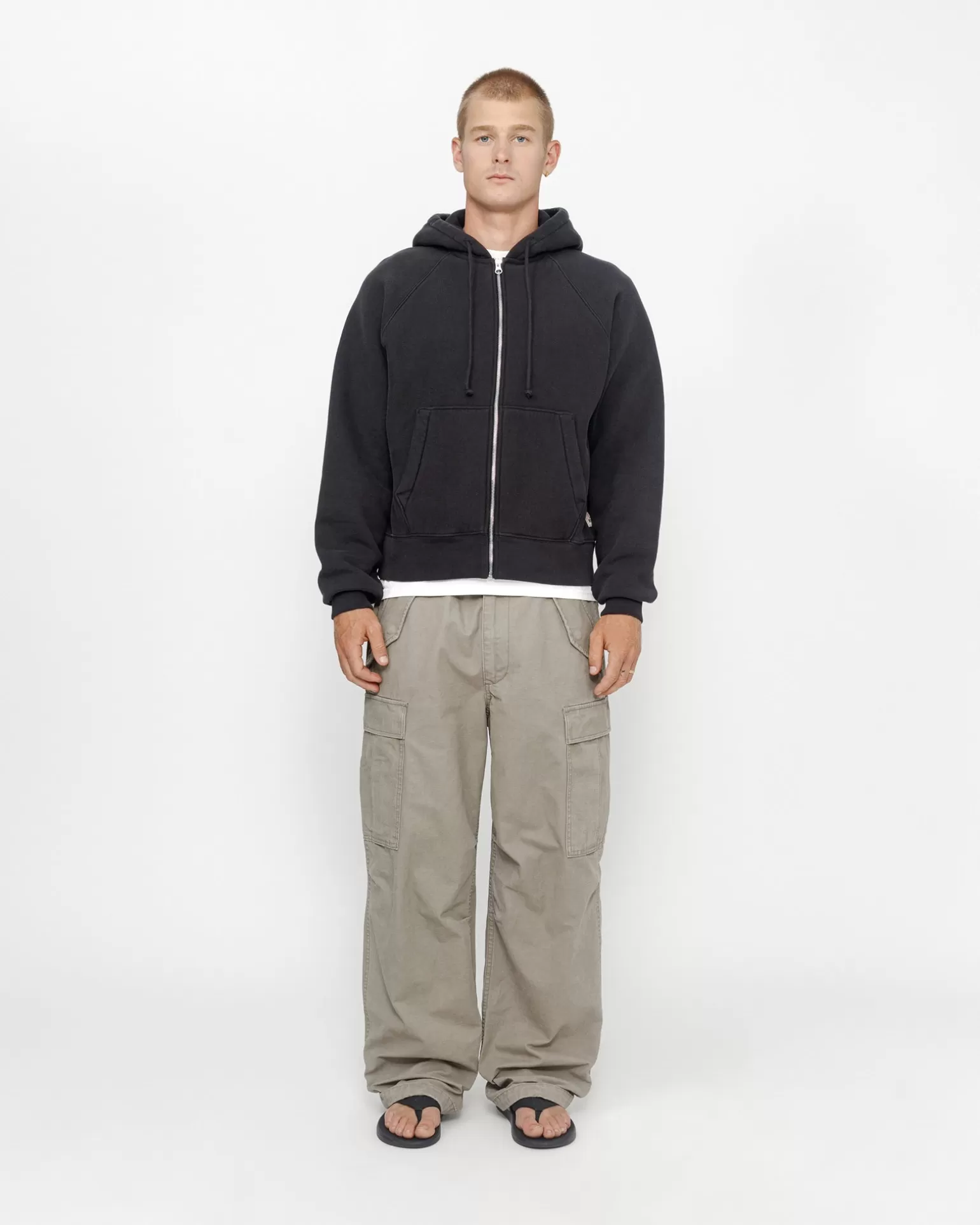 Hot Stüssy RAGLAN ZIP HOODIE Washed Black