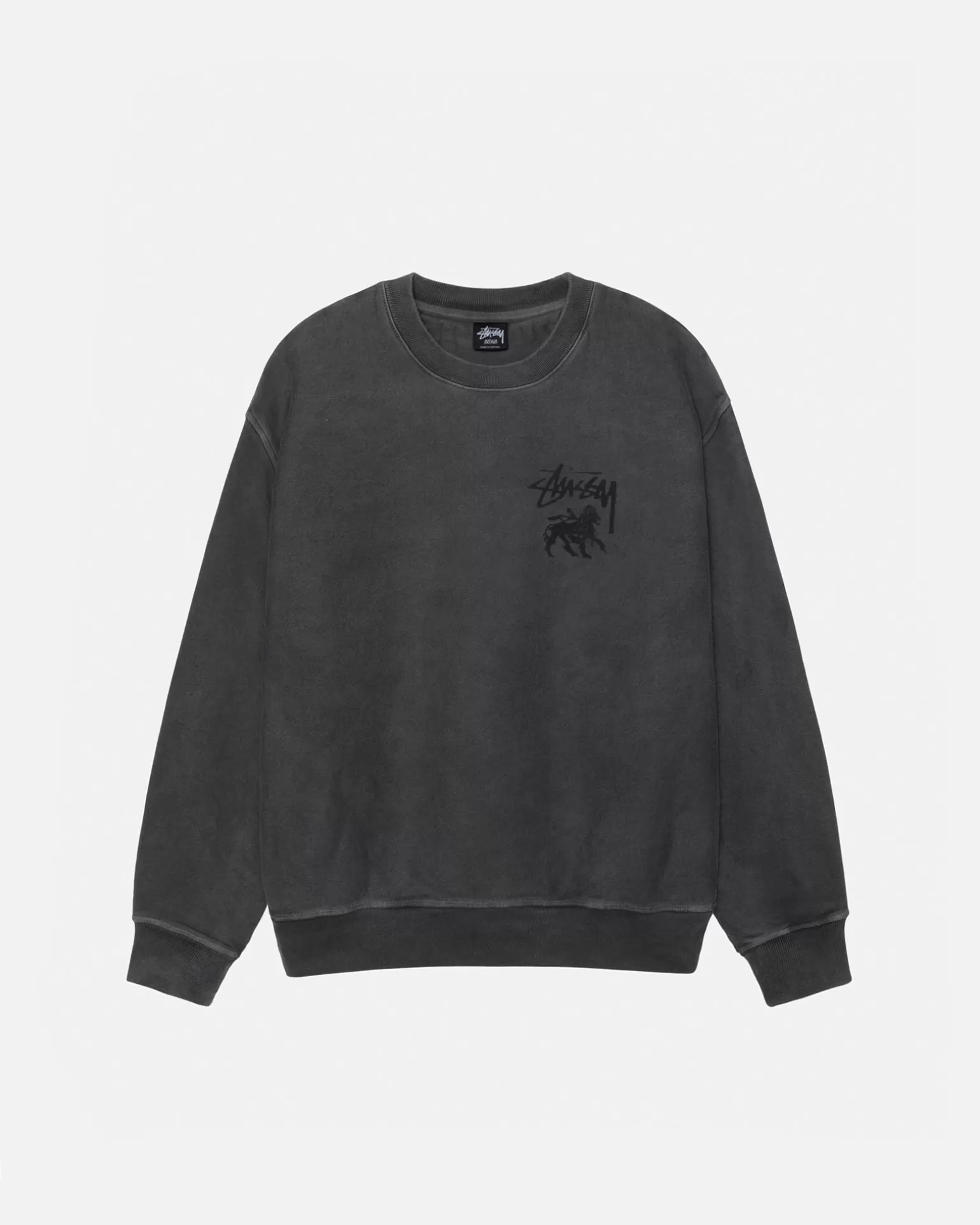 Online Stüssy RASTA LION CREW PIGMENT DYED Black