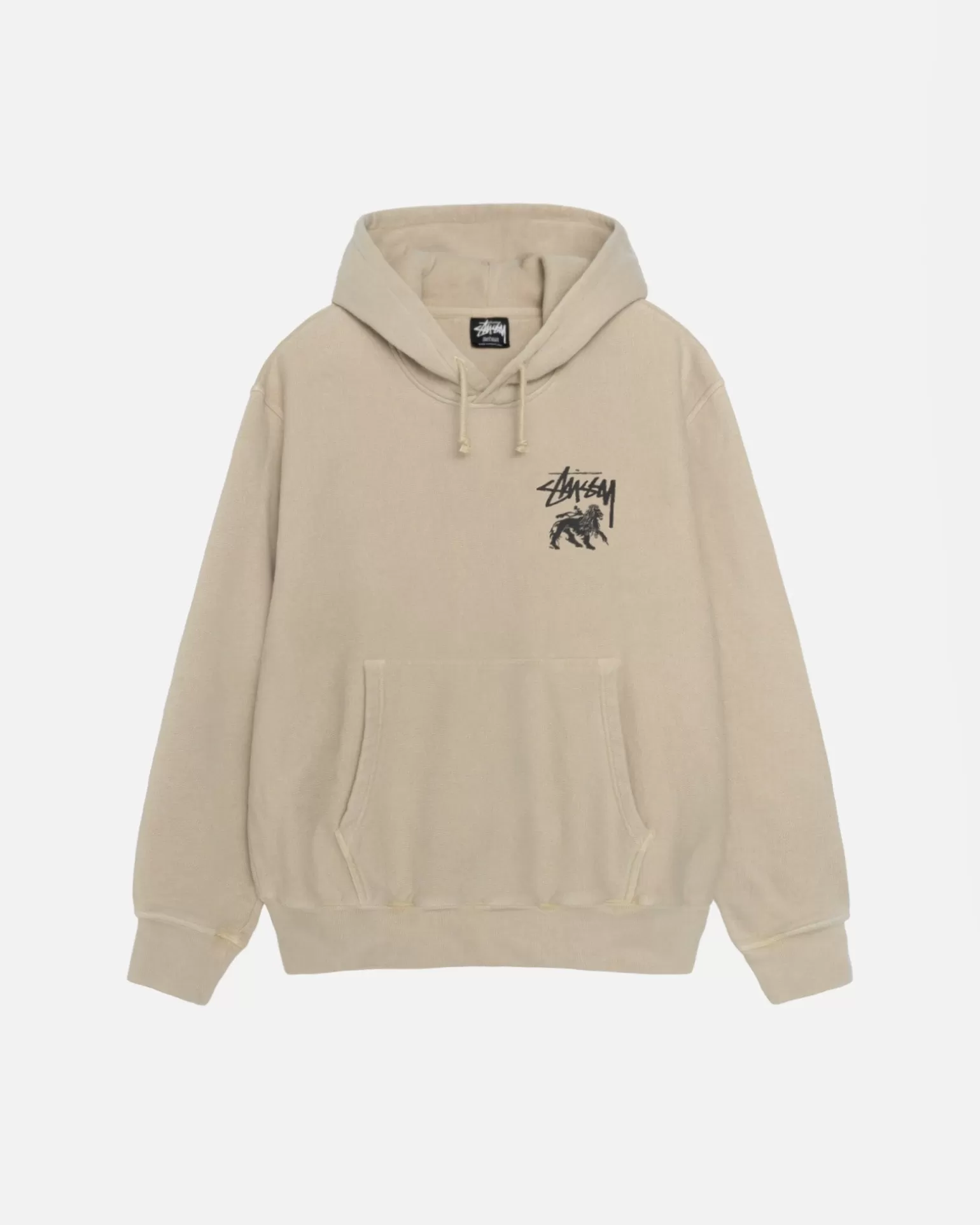 Fashion Stüssy RASTA LION HOODIE PIGMENT DYED Khaki