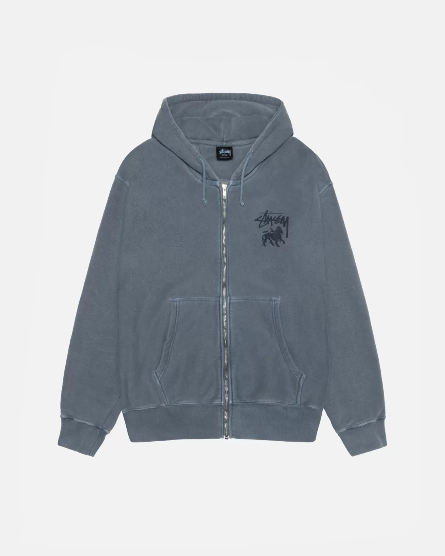 Online Stüssy RASTA LION ZIP HOODIE PIGMENT DYED Navy