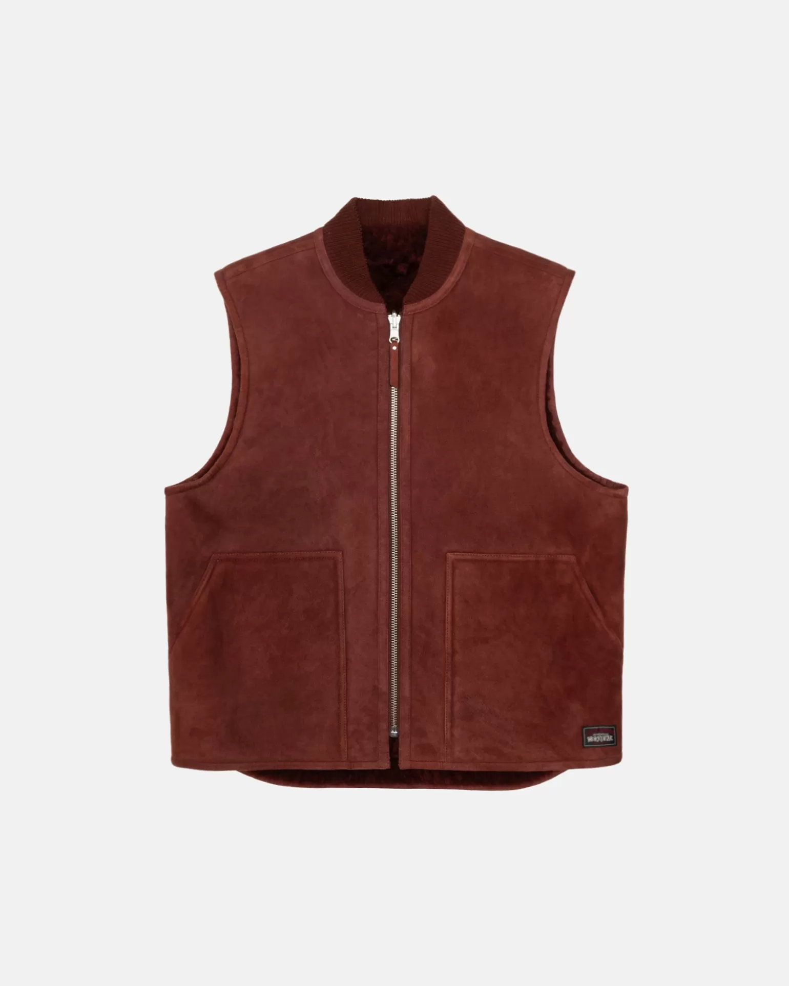Sale Stüssy REVERSIBLE SHEARLING WORKGEAR VEST Burgundy