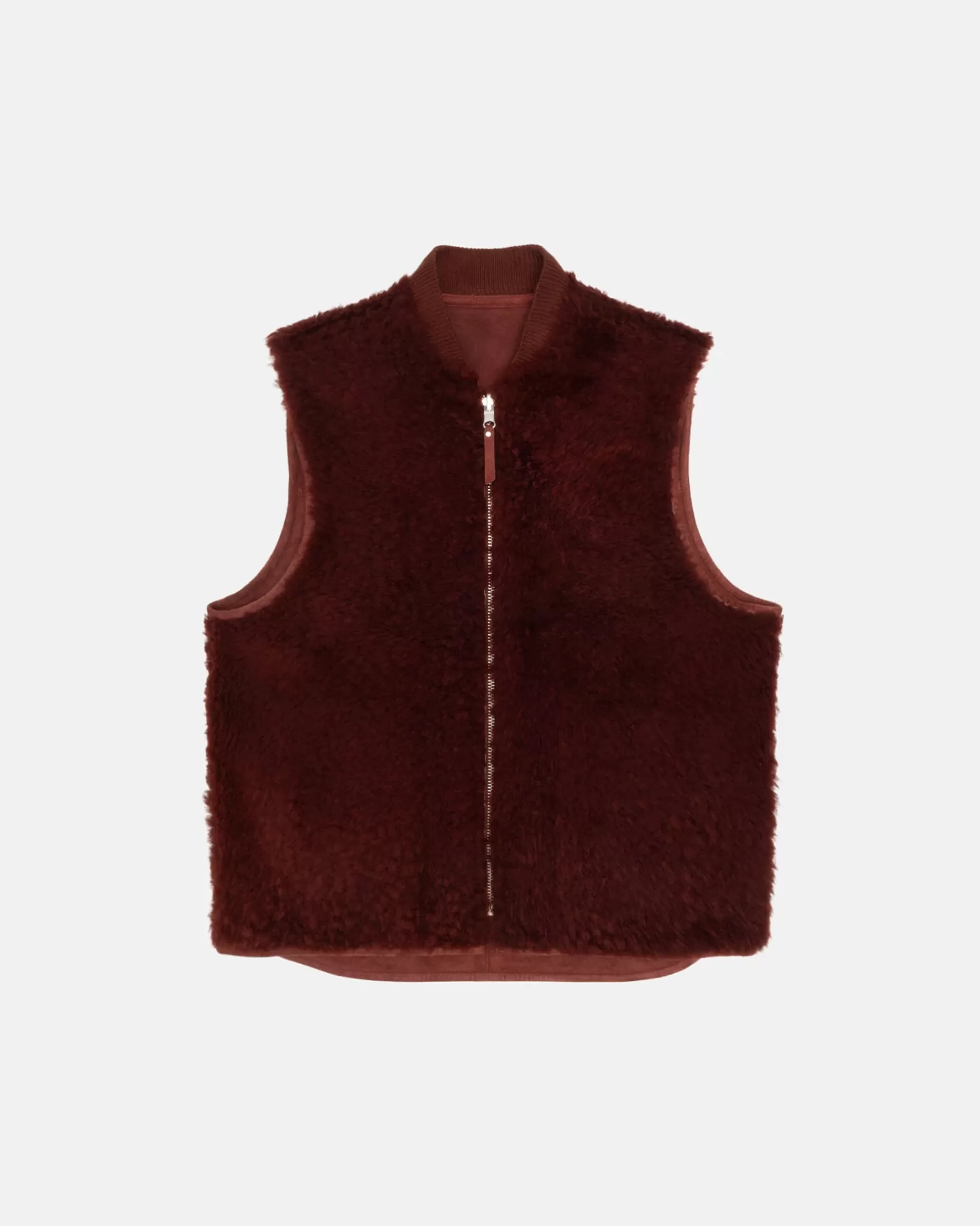 Sale Stüssy REVERSIBLE SHEARLING WORKGEAR VEST Burgundy