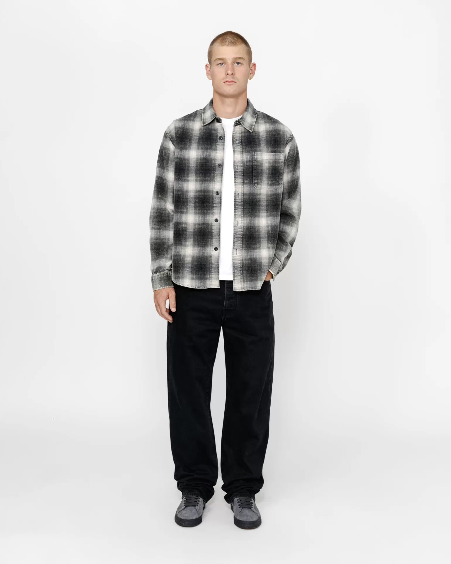 Sale Stüssy ROCCO FLANNEL PLAID SHIRT Grey