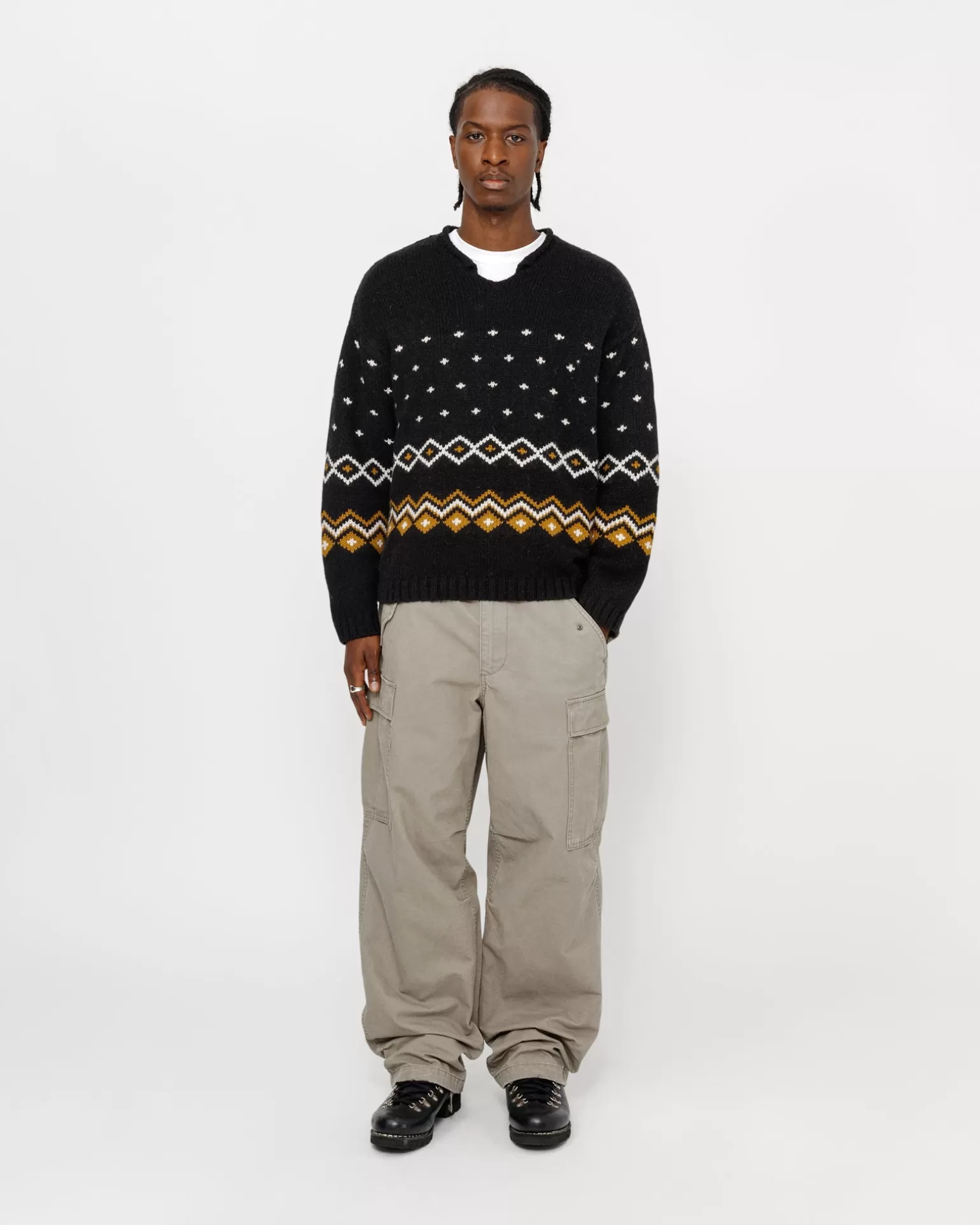 Cheap Stüssy ROLL NECK FAIRISLE SWEATER Charcoal