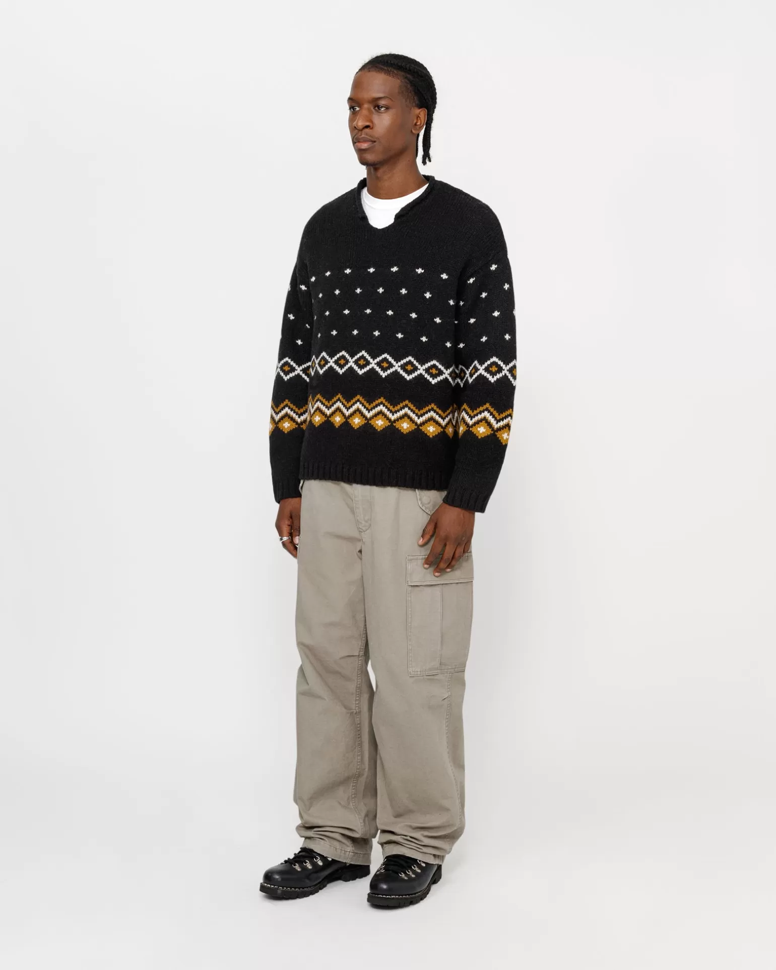 Cheap Stüssy ROLL NECK FAIRISLE SWEATER Charcoal