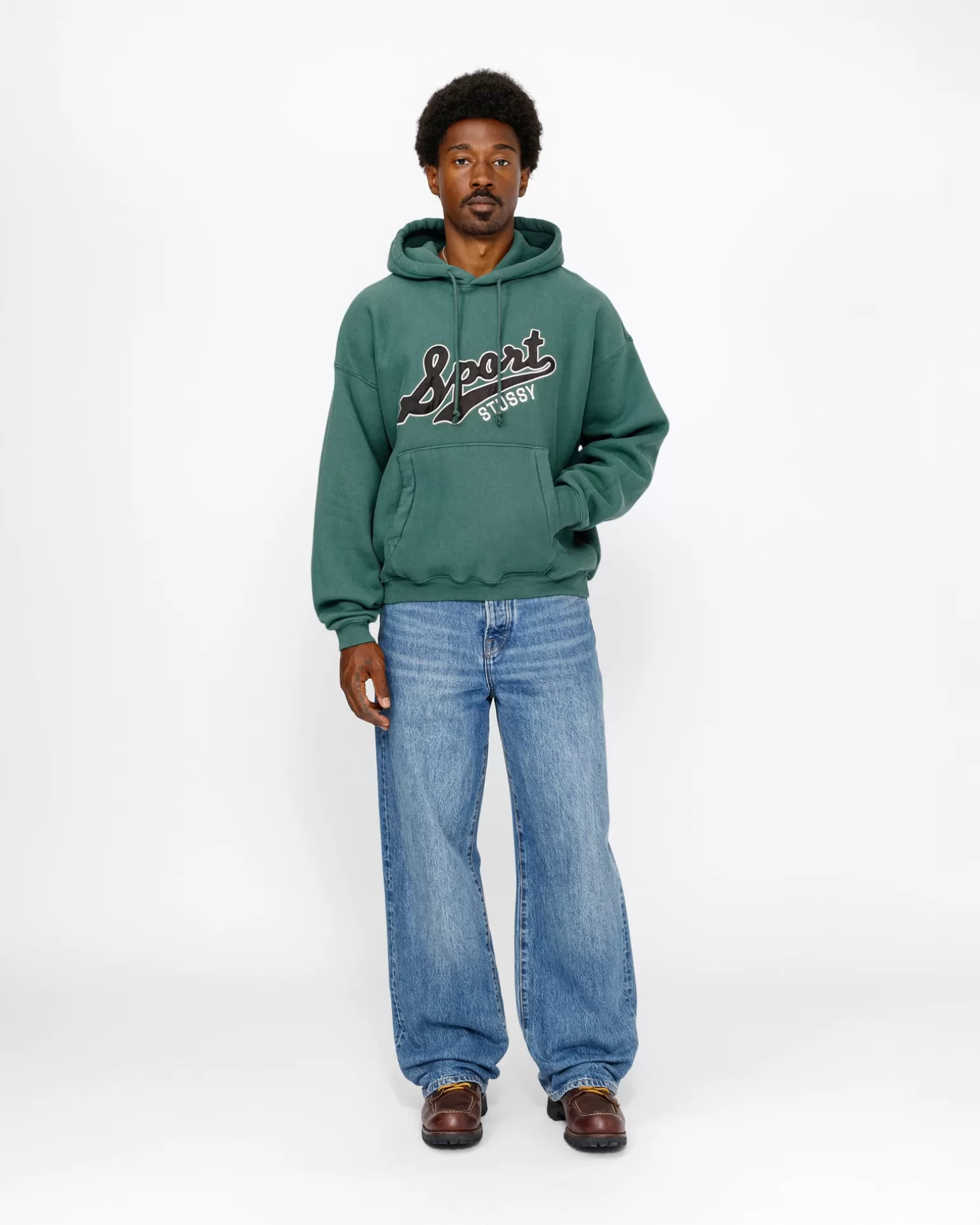 Discount Stüssy SATIN PATCH HOODIE Green