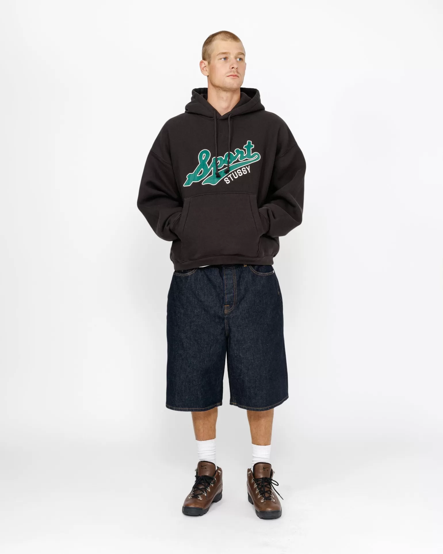 Clearance Stüssy SATIN PATCH HOODIE Washed Black