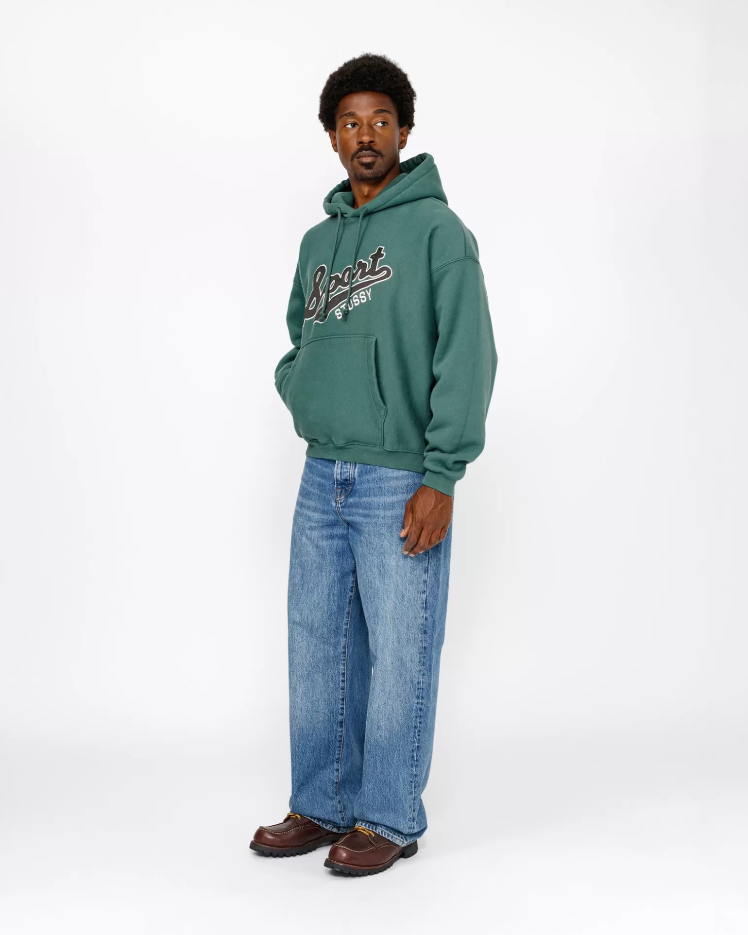 Discount Stüssy SATIN PATCH HOODIE Green