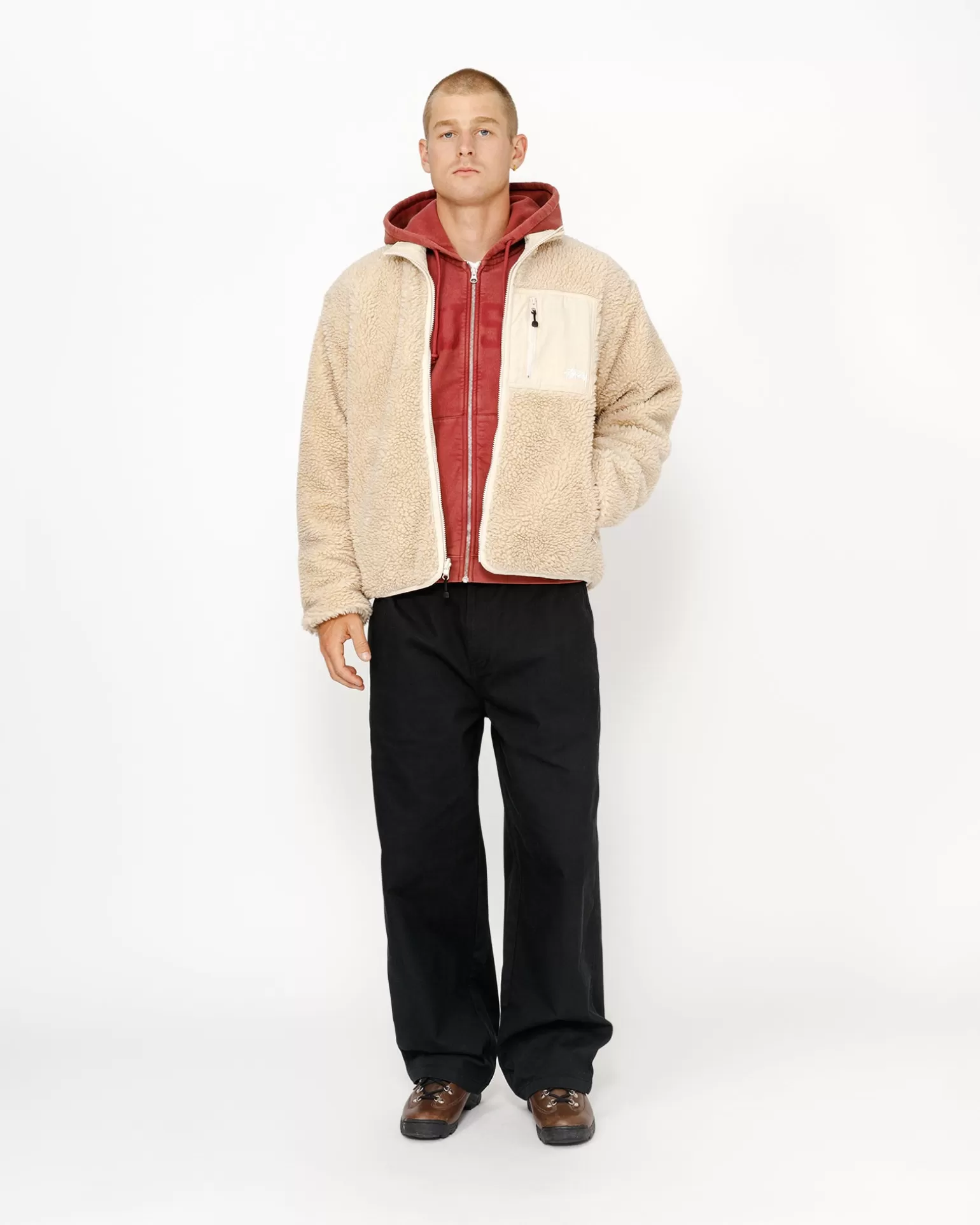 Cheap Stüssy SHERPA REVERSIBLE JACKET Natural