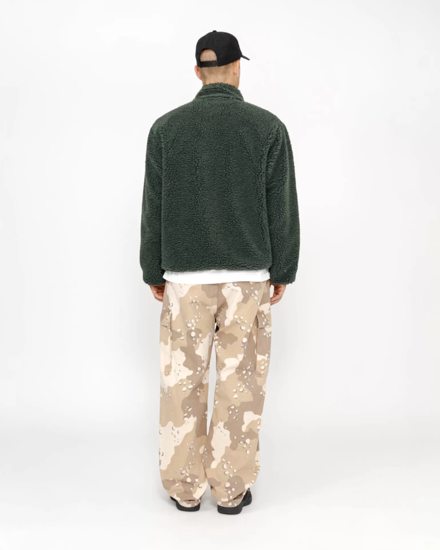 Online Stüssy SHERPA REVERSIBLE JACKET Dark Green