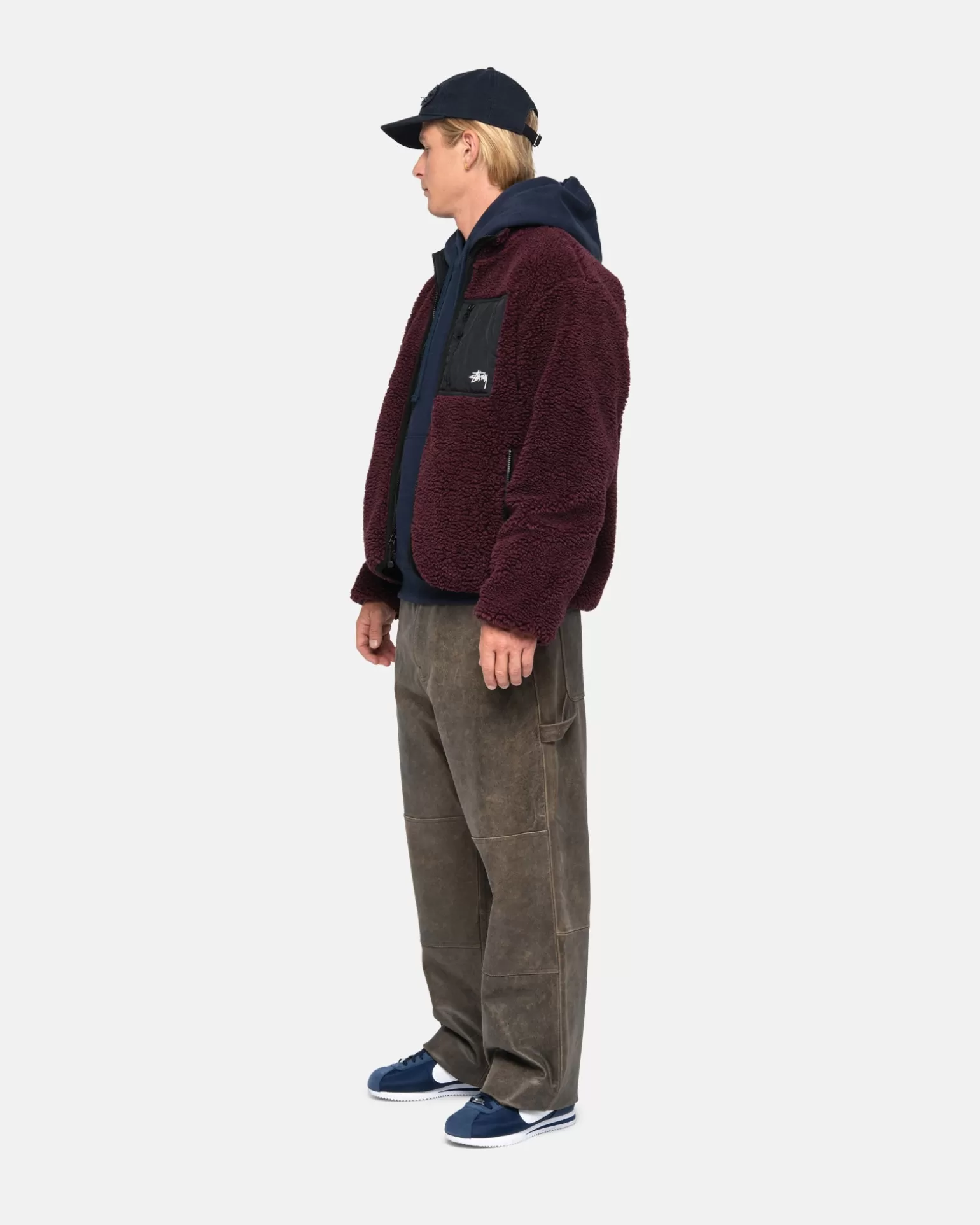 Best Sale Stüssy SHERPA REVERSIBLE JACKET Burgundy
