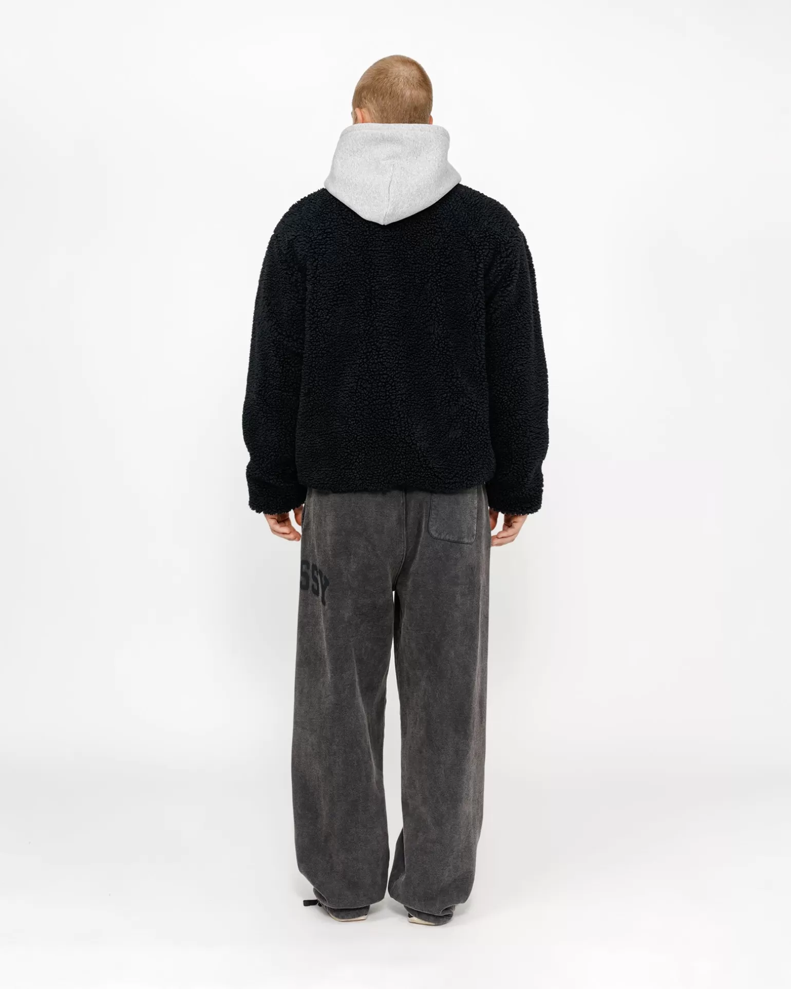 Discount Stüssy SHERPA REVERSIBLE JACKET Black