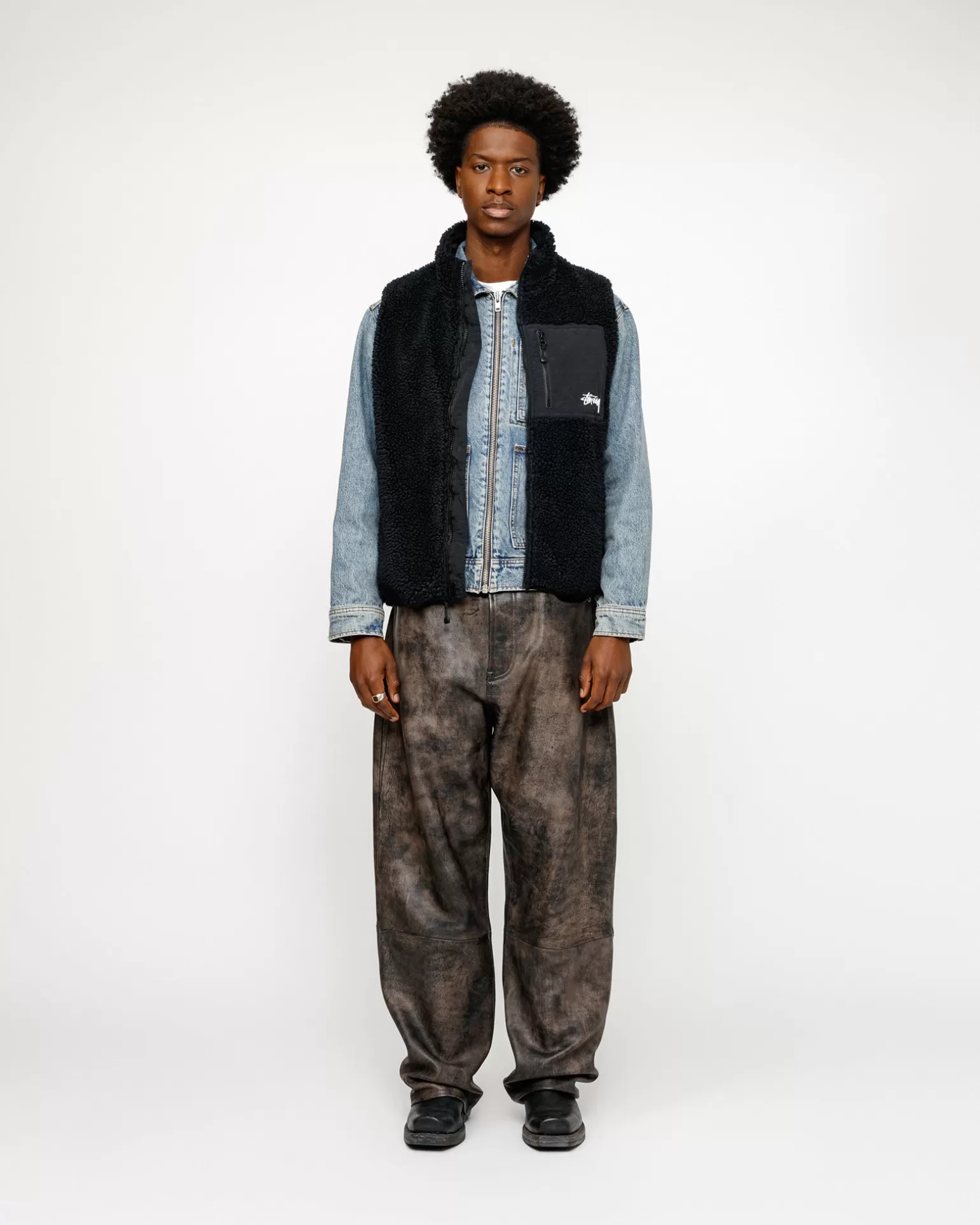 Hot Stüssy SHERPA REVERSIBLE VEST Black