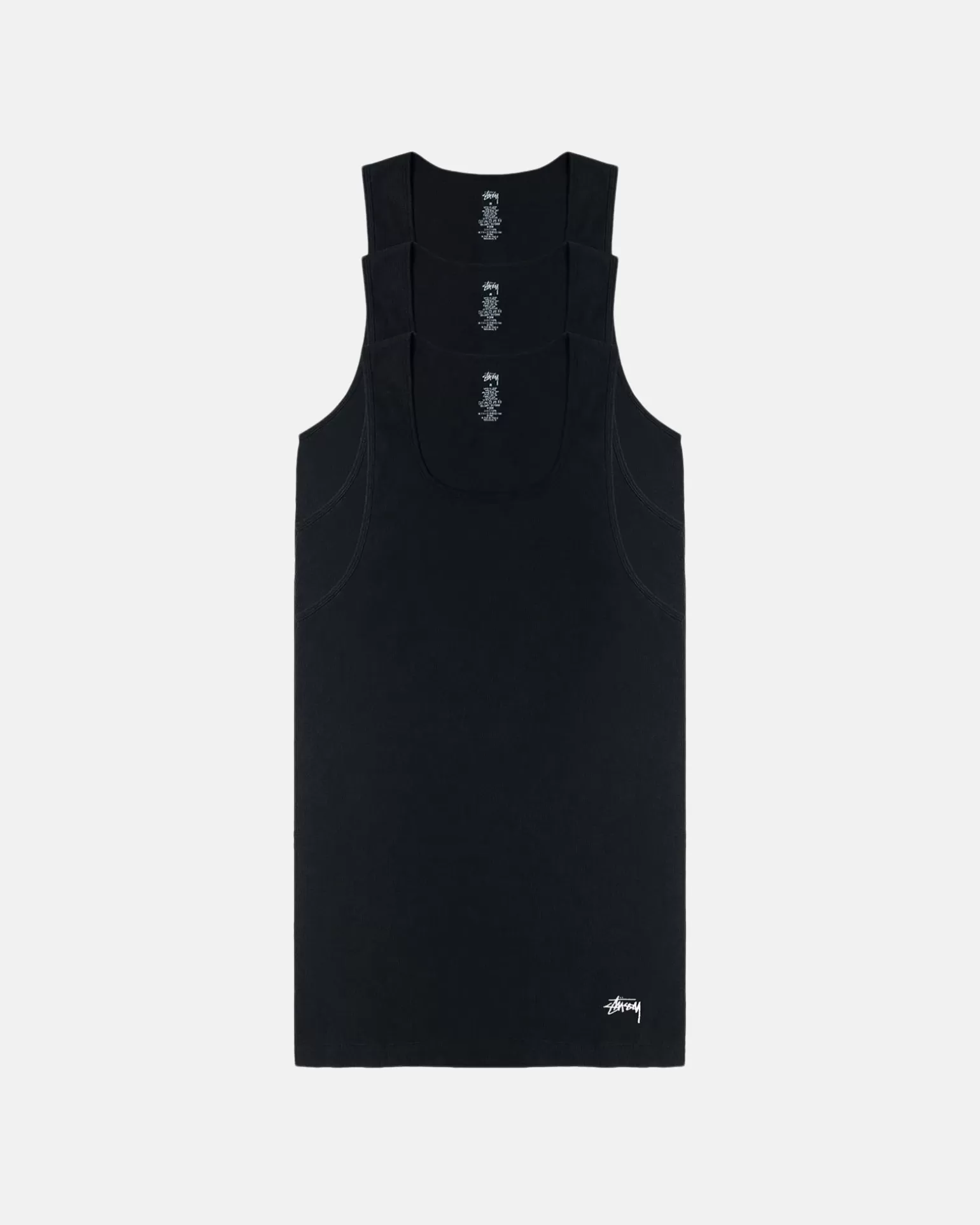 Online Stüssy STÜSSY TANK UNDERSHIRTS 3 PACK Black