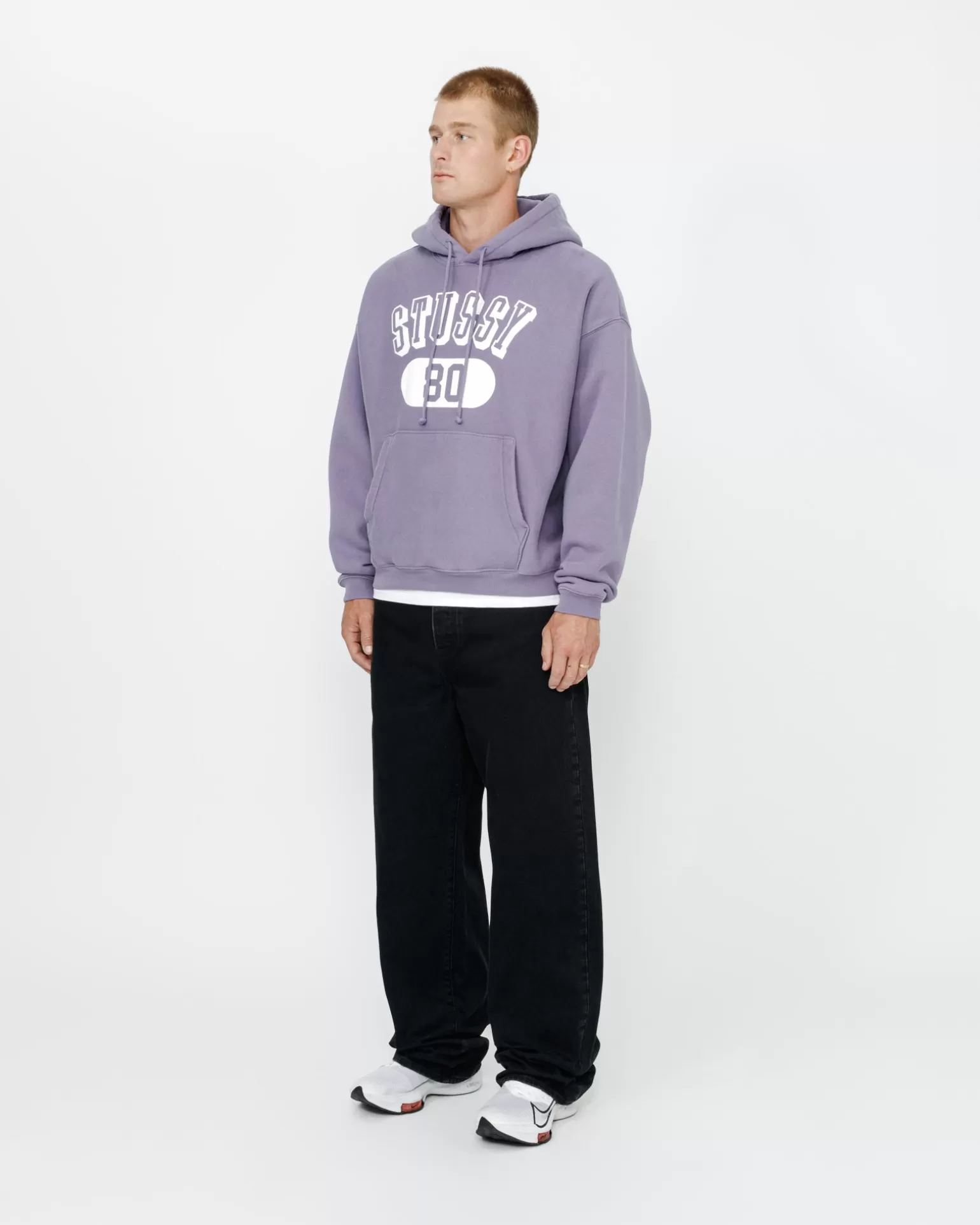 Shop Stüssy STUSSY 80 RELAXED HOODIE Ash Purple