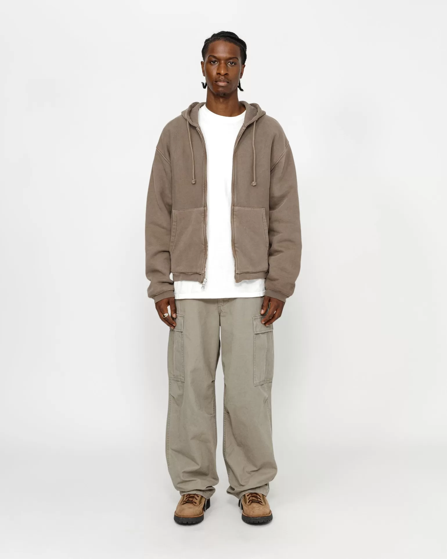 Cheap Stüssy WAFFLE LINED ZIP HOODIE Brown