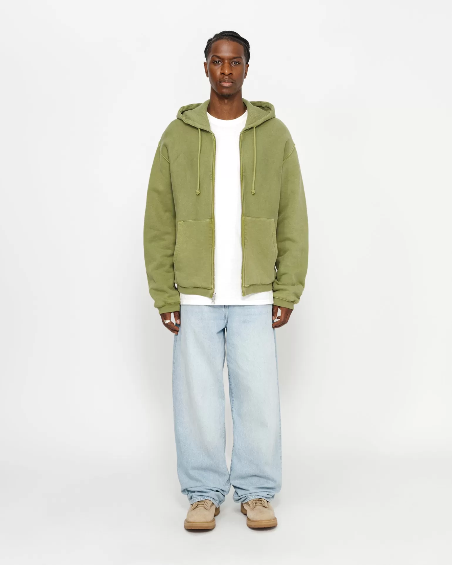 Sale Stüssy WAFFLE LINED ZIP HOODIE Green