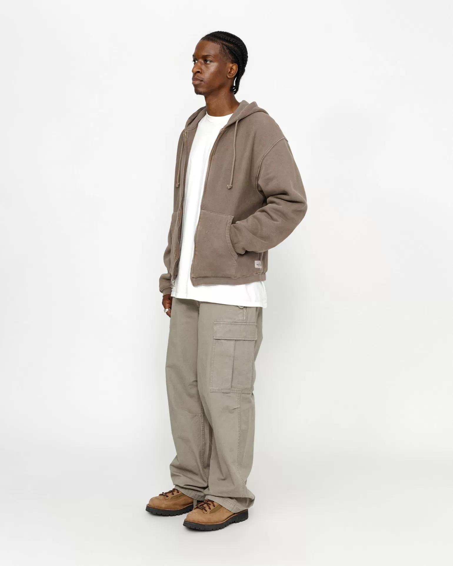 Cheap Stüssy WAFFLE LINED ZIP HOODIE Brown