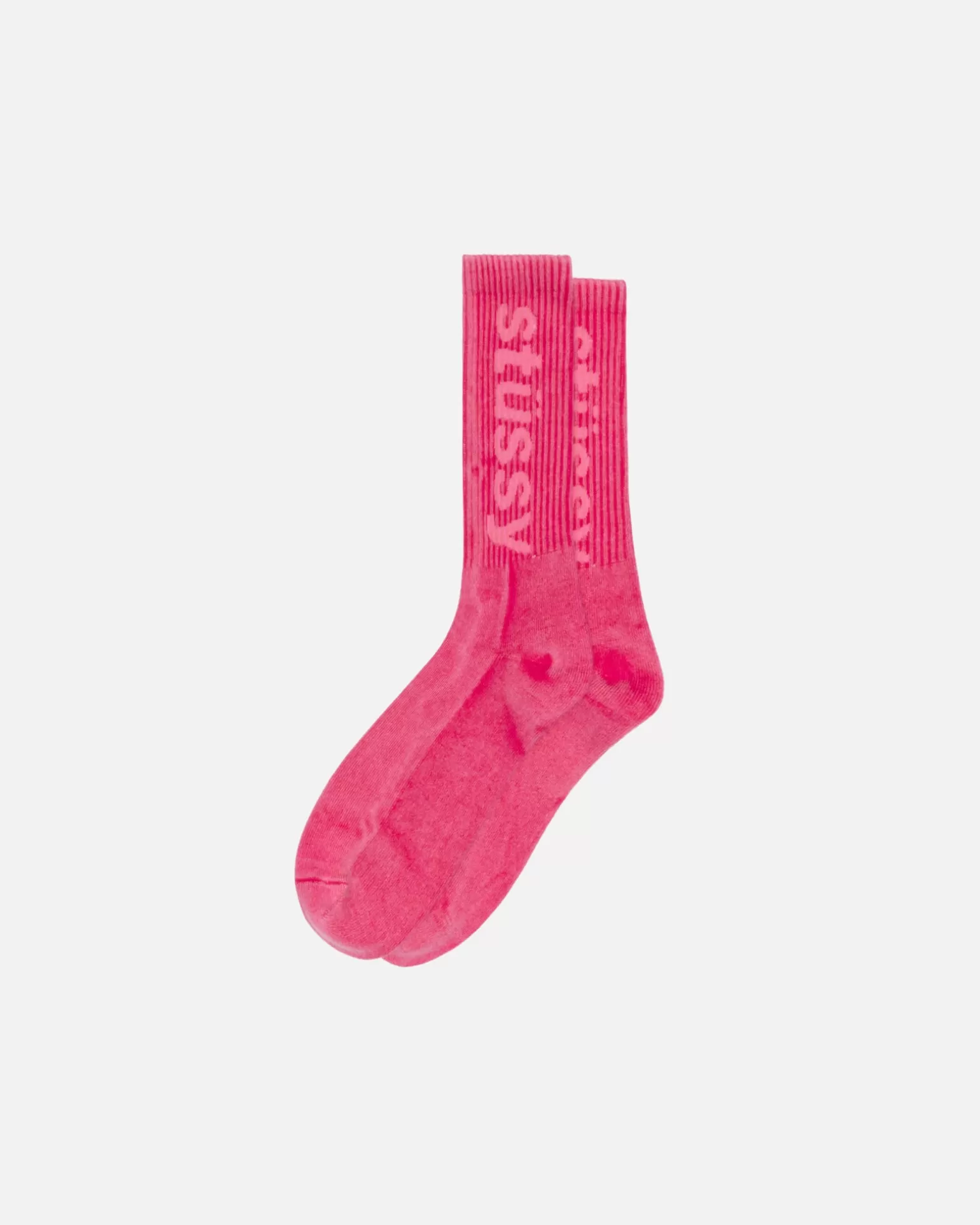 Best Sale Stüssy WASHED HELVETICA CREW SOCK Hot Pink