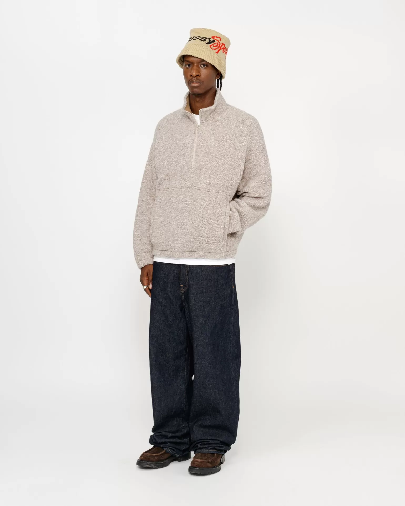 Flash Sale Stüssy WOOL BLEND SHERPA MOCK NECK Tan