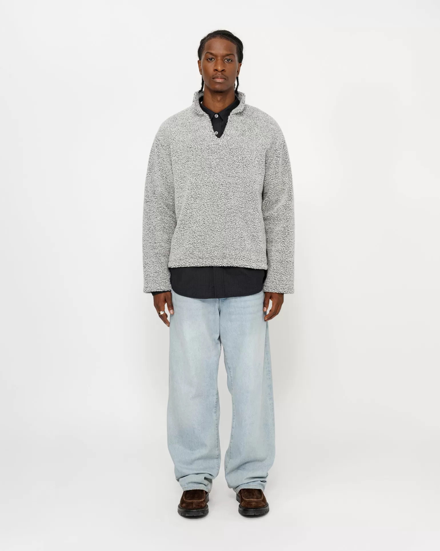 Fashion Stüssy WOOL BLEND SHERPA PULLOVER Cloud