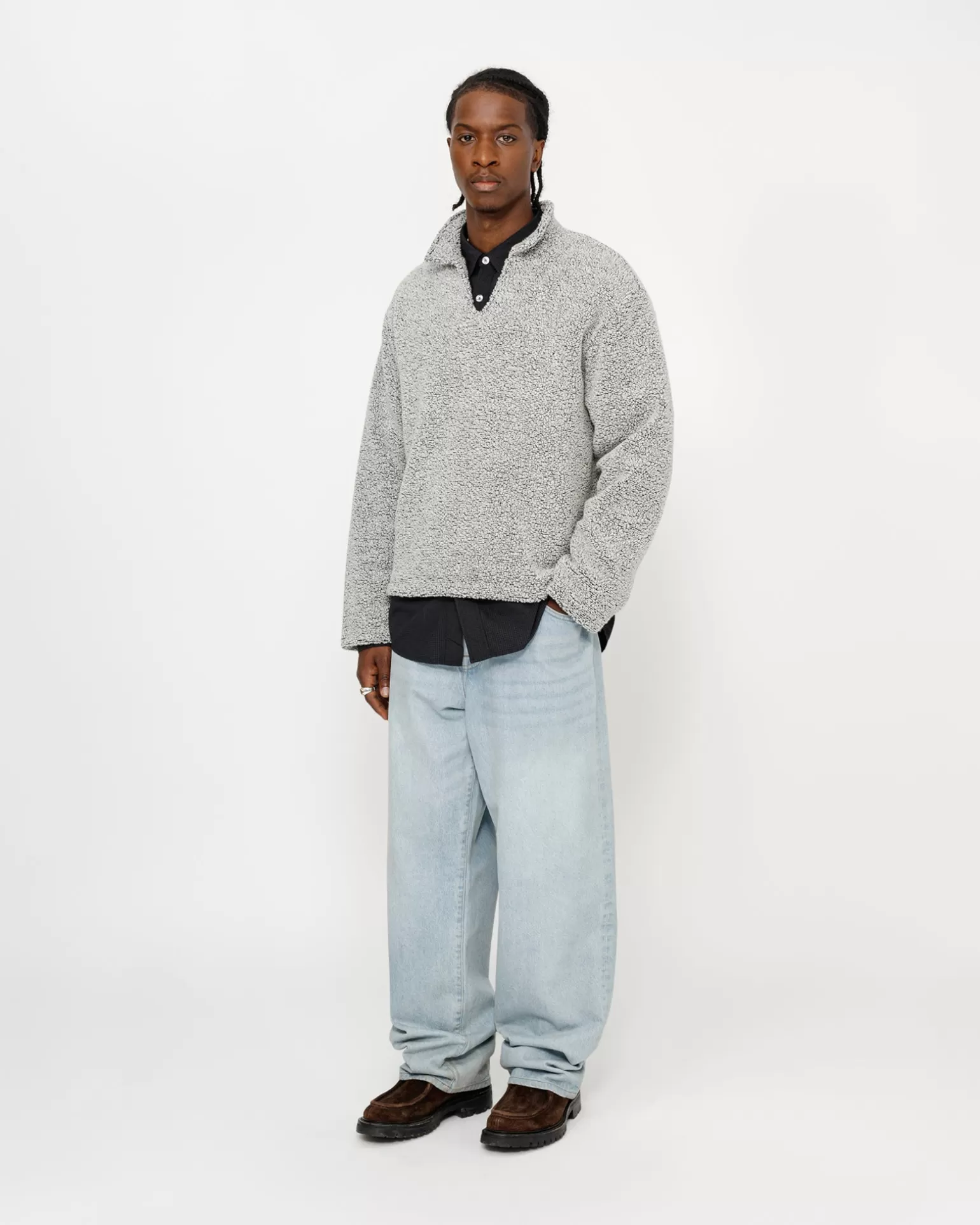 Fashion Stüssy WOOL BLEND SHERPA PULLOVER Cloud