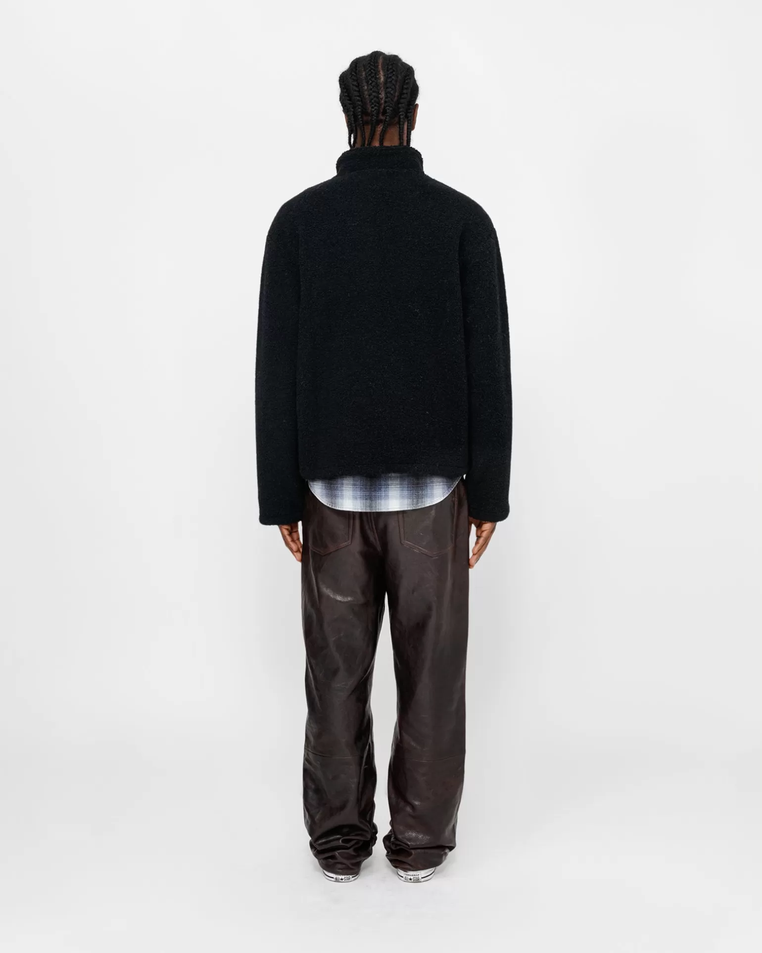 Outlet Stüssy WOOL BLEND SHERPA PULLOVER Black