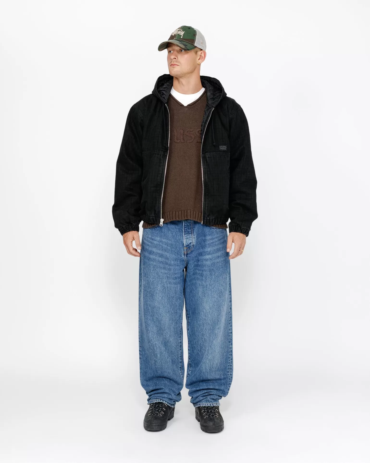 Discount Stüssy WORK JACKET CANVAS NEEDLE PUNCH Black