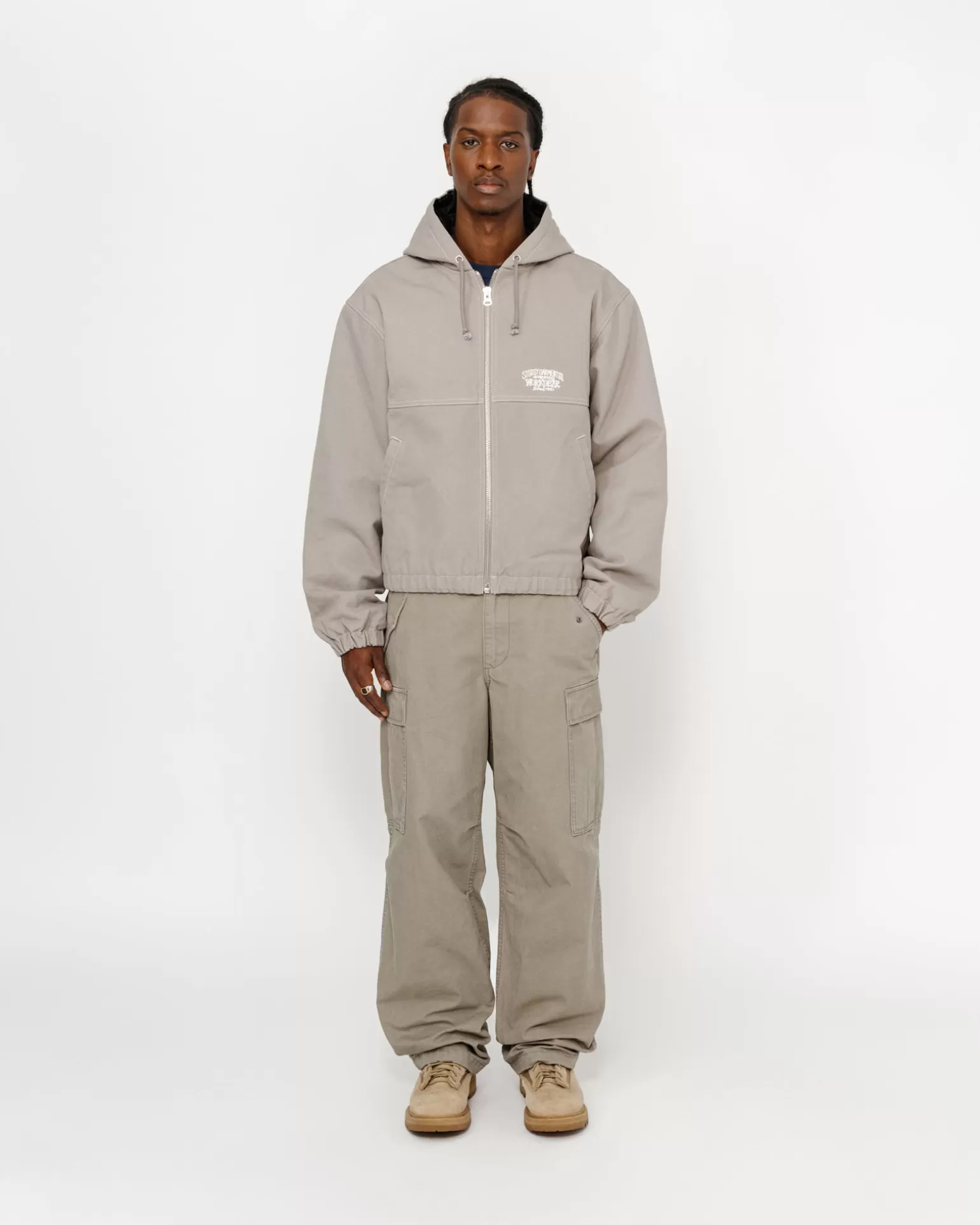 Best Sale Stüssy WORK JACKET CONTRAST STITCH Grey