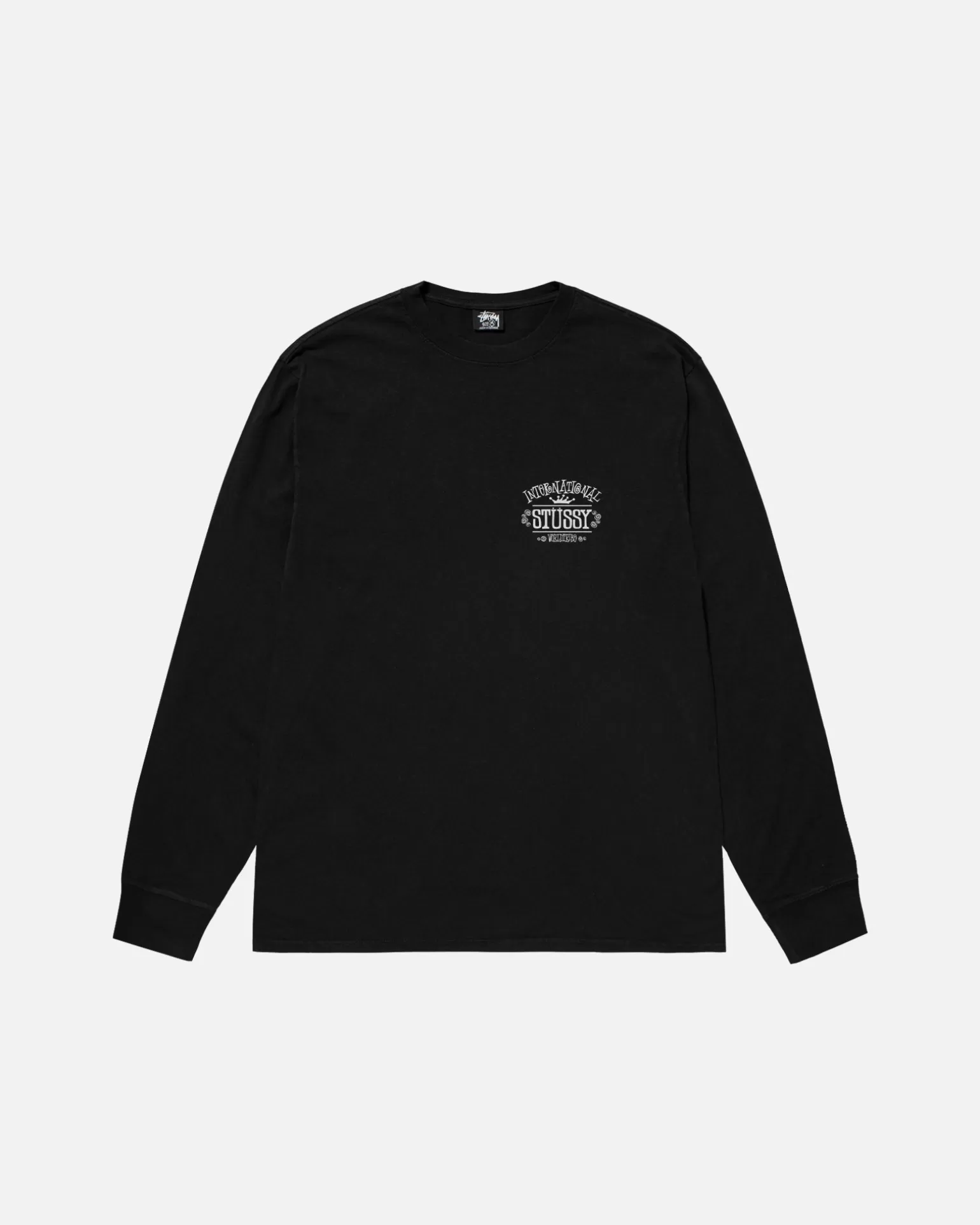 Fashion Stüssy WORLDWIDE LS TEE PIGMENT DYED Black