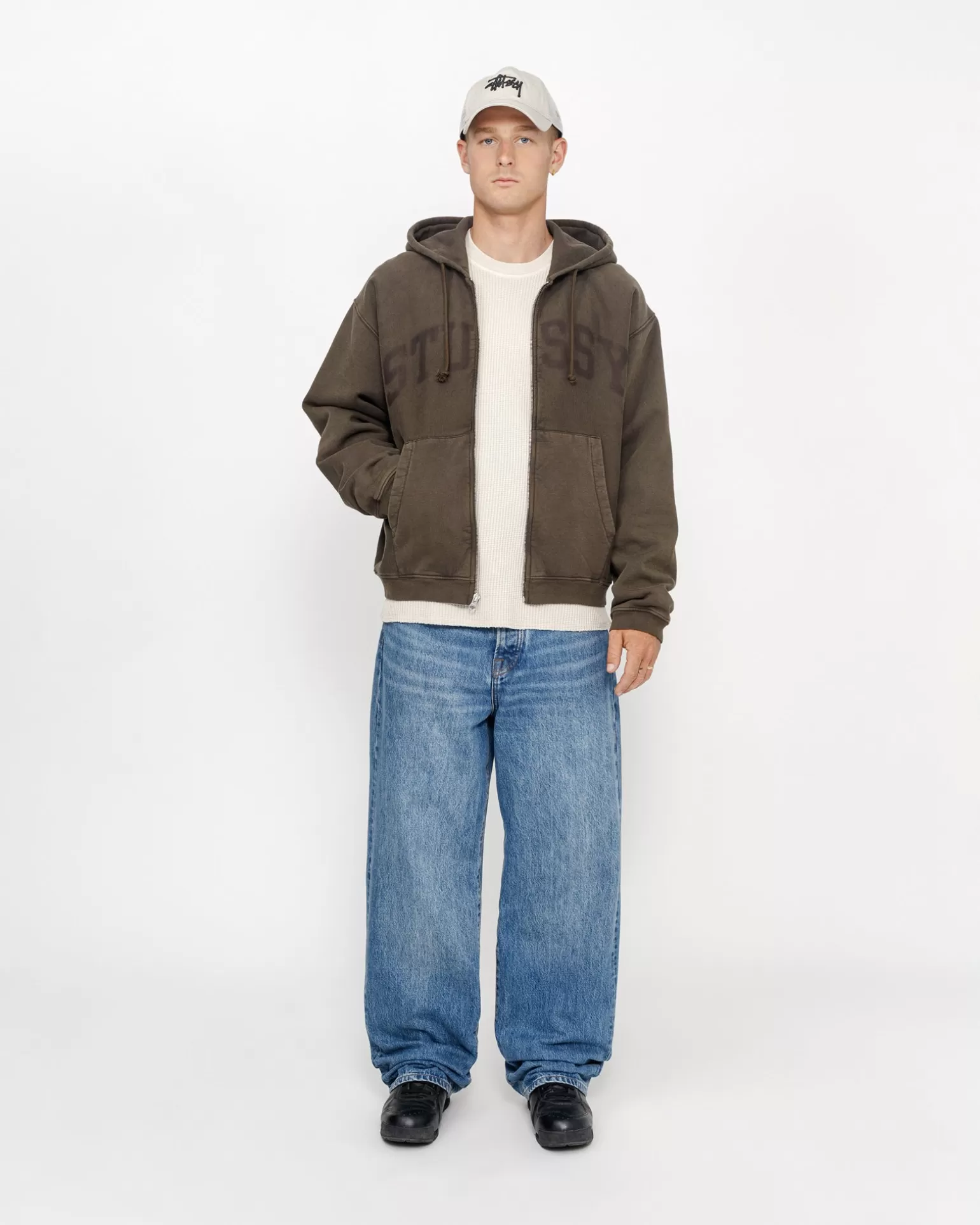 Store Stüssy ZIP HOODIE FADED GRAPHIC Olive
