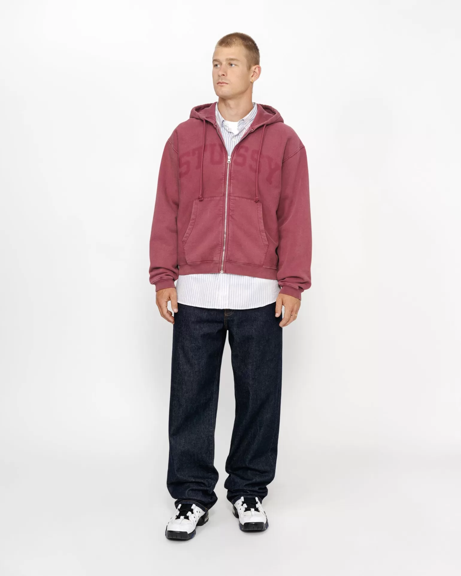 Outlet Stüssy ZIP HOODIE FADED GRAPHIC Burgundy