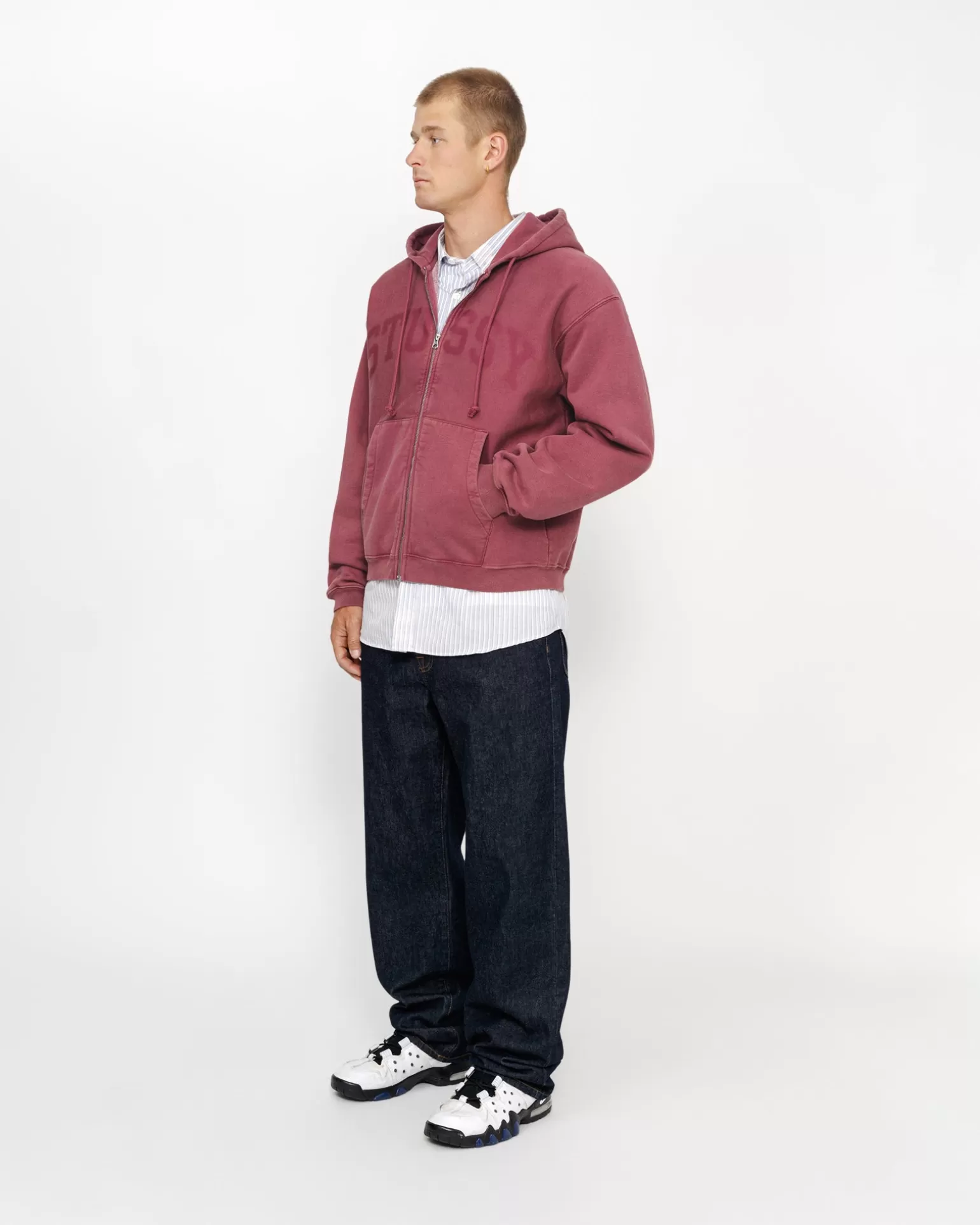 Outlet Stüssy ZIP HOODIE FADED GRAPHIC Burgundy