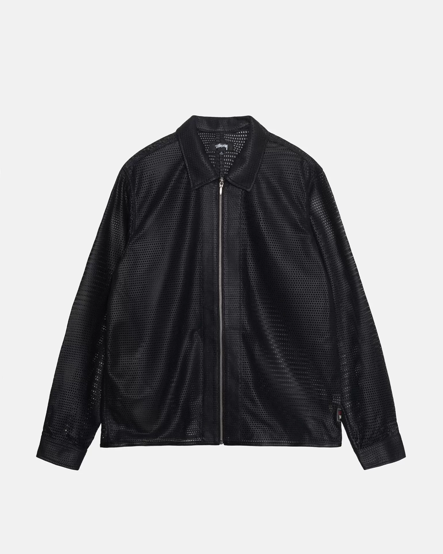 Outlet Stüssy ZIP SHIRT PERFORATED LEATHER Black