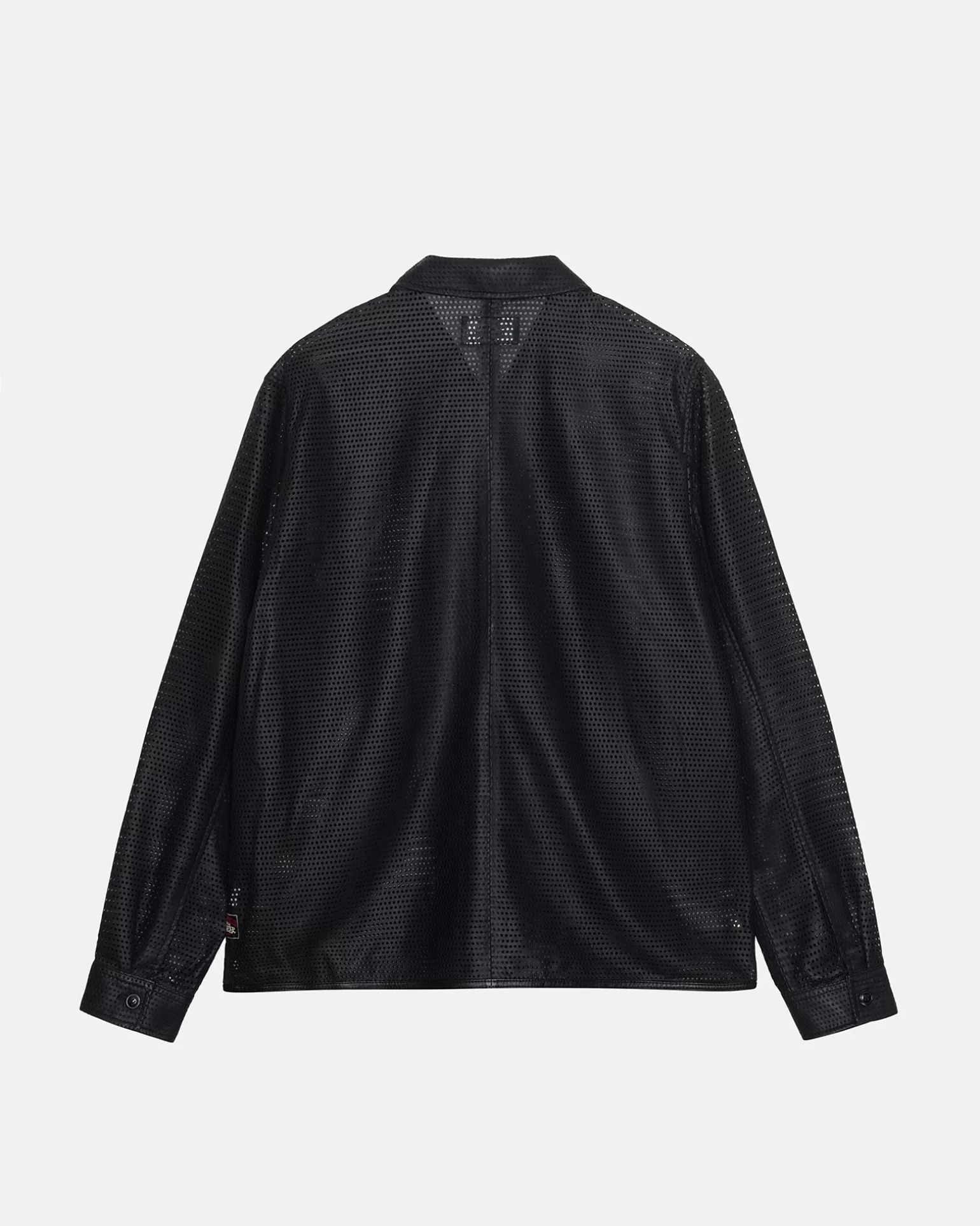 Outlet Stüssy ZIP SHIRT PERFORATED LEATHER Black