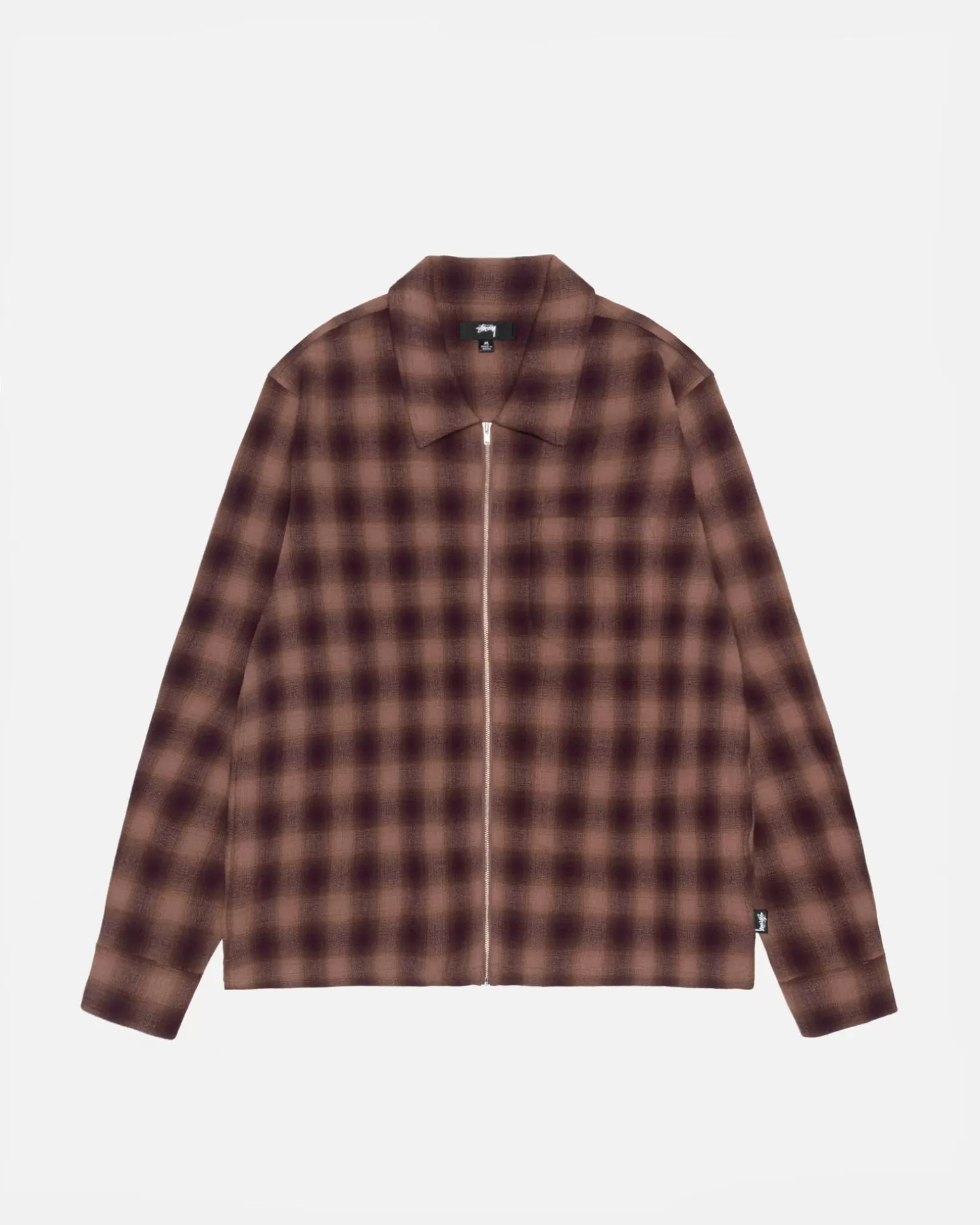 Shop Stüssy ZIP SHIRT TWISTED YARN PLAID Brown